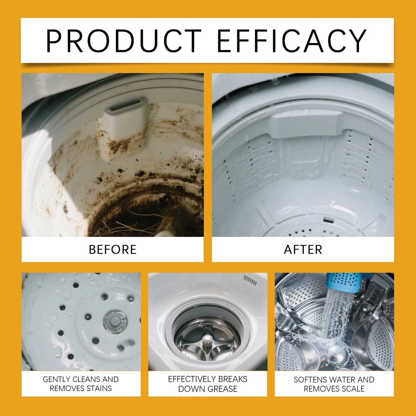 Powerful Washing Machine Cleaner Tablets - Deep Cleans, Removes Tough Stains & Limescale, Eliminates Odor & Mold