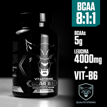 BCAA 8:1:1 Vitastrong 5000mg - Aminokwasy Rozgałęzione z Witaminą B6 Pre/Post Workout 150 Tabletek