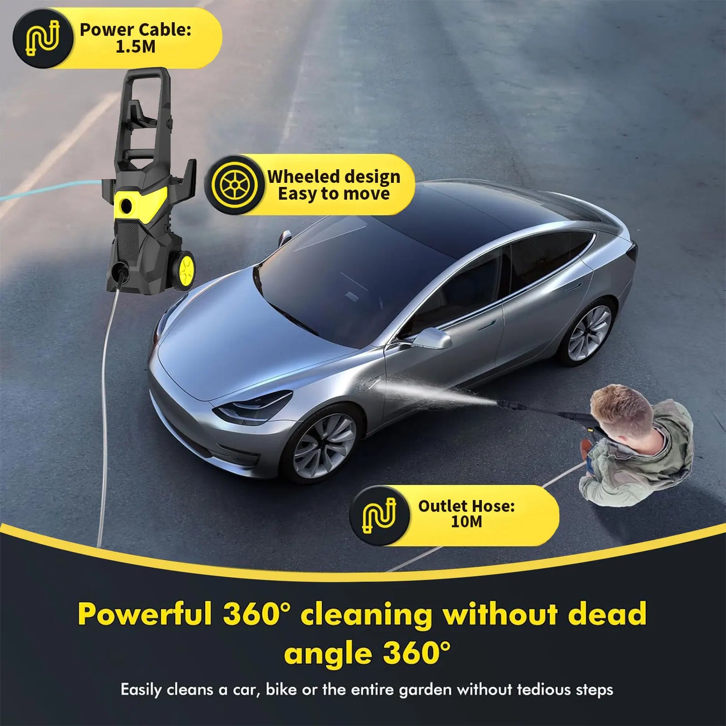 Myjka 135Bar 1500W Electric - High Pressure Washer Car Garden Washing Water Spray Gun High-Power Pump