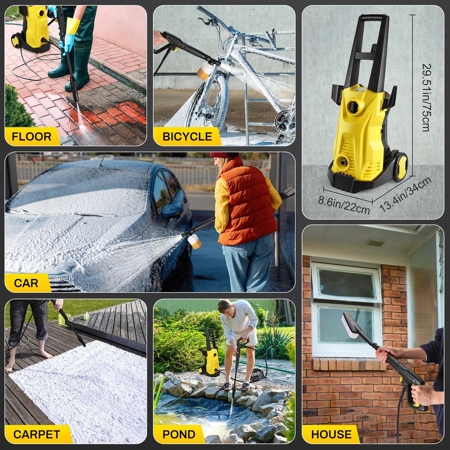 Myjka Ciśnieniowa 150Bar 1500W - Profesjonalne Czyszczenie Samochodu i Ogrodu