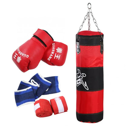 Worek Bokserski 60/80/100cm - Treningowy Punching Bag z Rękawicami do Karate Taekwondo MMA