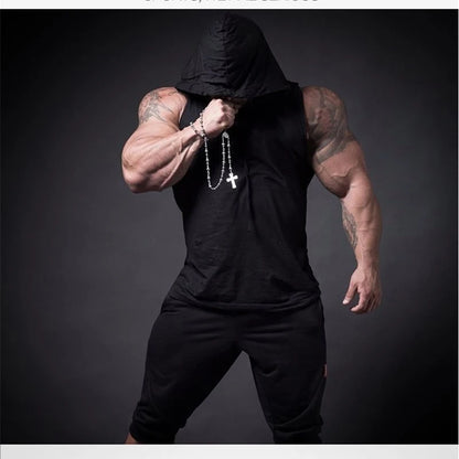 Koszulka Treningowa z Kapturem Skull - Męska Kamizelka Fitness | Bodybuilding