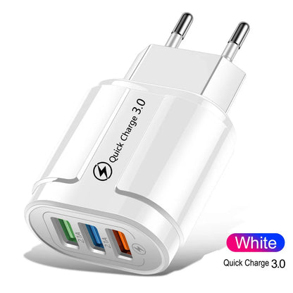Ładowarka Quick Charge 3.0 18W - 3 Porty USB Szybka EU/US dla iPhone Samsung Xiaomi