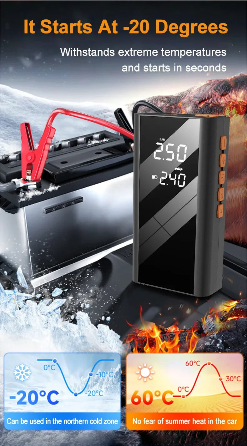 Rozrusznik Samochodowy 4w1 1200A 150PSI - Pompka Powerbank Kompresor