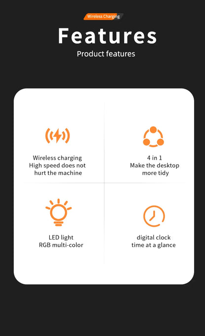Ładowarka Bezprzewodowa 5w1 RGB - iPhone 17/16/15 Samsung Apple Watch