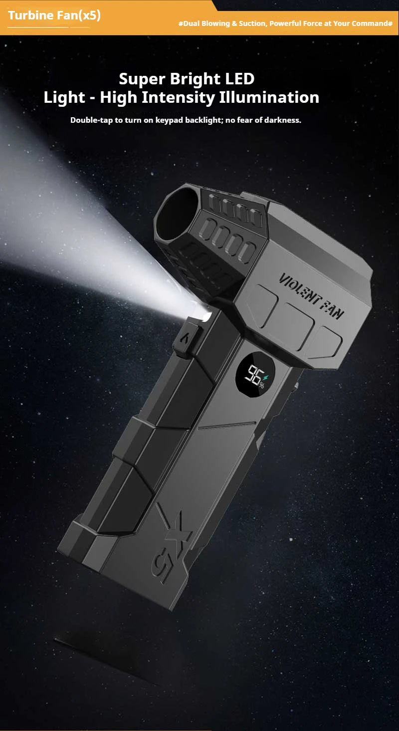 Dmuchawa 990000RPM Turbo - Powerful Air Blower Brushless Motor 198km/h Display Vacuum Kit