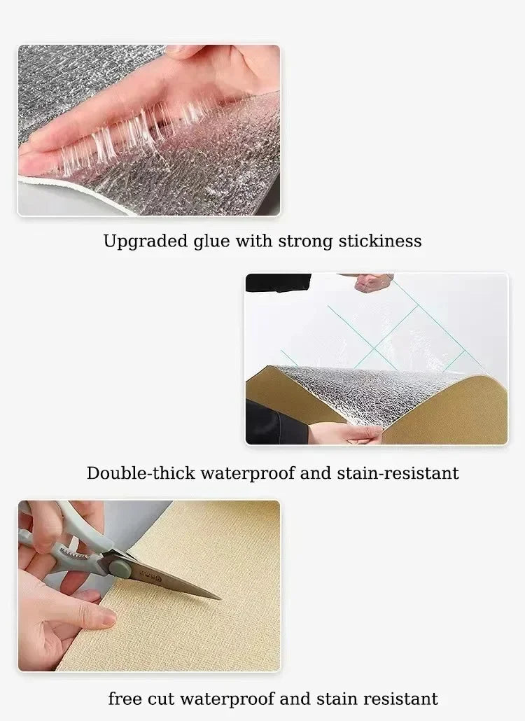 Panel Ścienny 50cm Samoprzylepny 3D Len PVC - Wodoodporny Dźwiękoszczelny