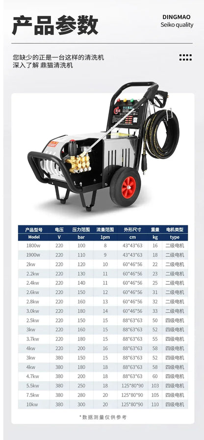 1800W Car Washing Machine 220V380V Ultra-high Pressure Washing Machine Commercial High-power Industrial Property Farm Washing