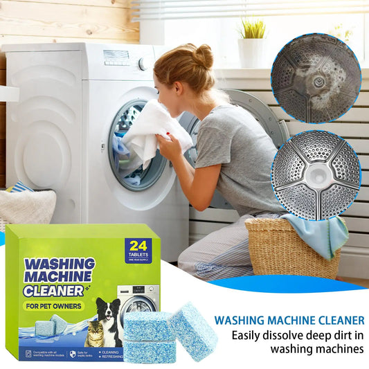 Washing Machine Cleaner Tablets 24 Tablets Odor Eliminator Top Loader Washer Descaler For Laundry Top Front Loader Washing