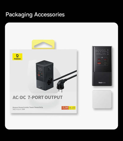 Baseus 35W Fast Charger 7w1 Power Strip - Stacja Ładująca Surge Protector iPhone