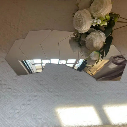 Naklejki Lustrzane 3D Heksagon - Samoprzylepne Akrylowe Dekoracje Ścienne DIY