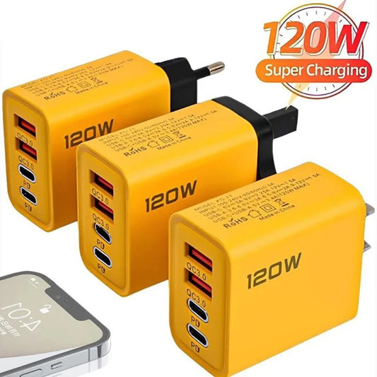 Ładowarka 120W 4 Porty Type-C PD - Quick Charge 3.0 EU/US dla iPhone Samsung