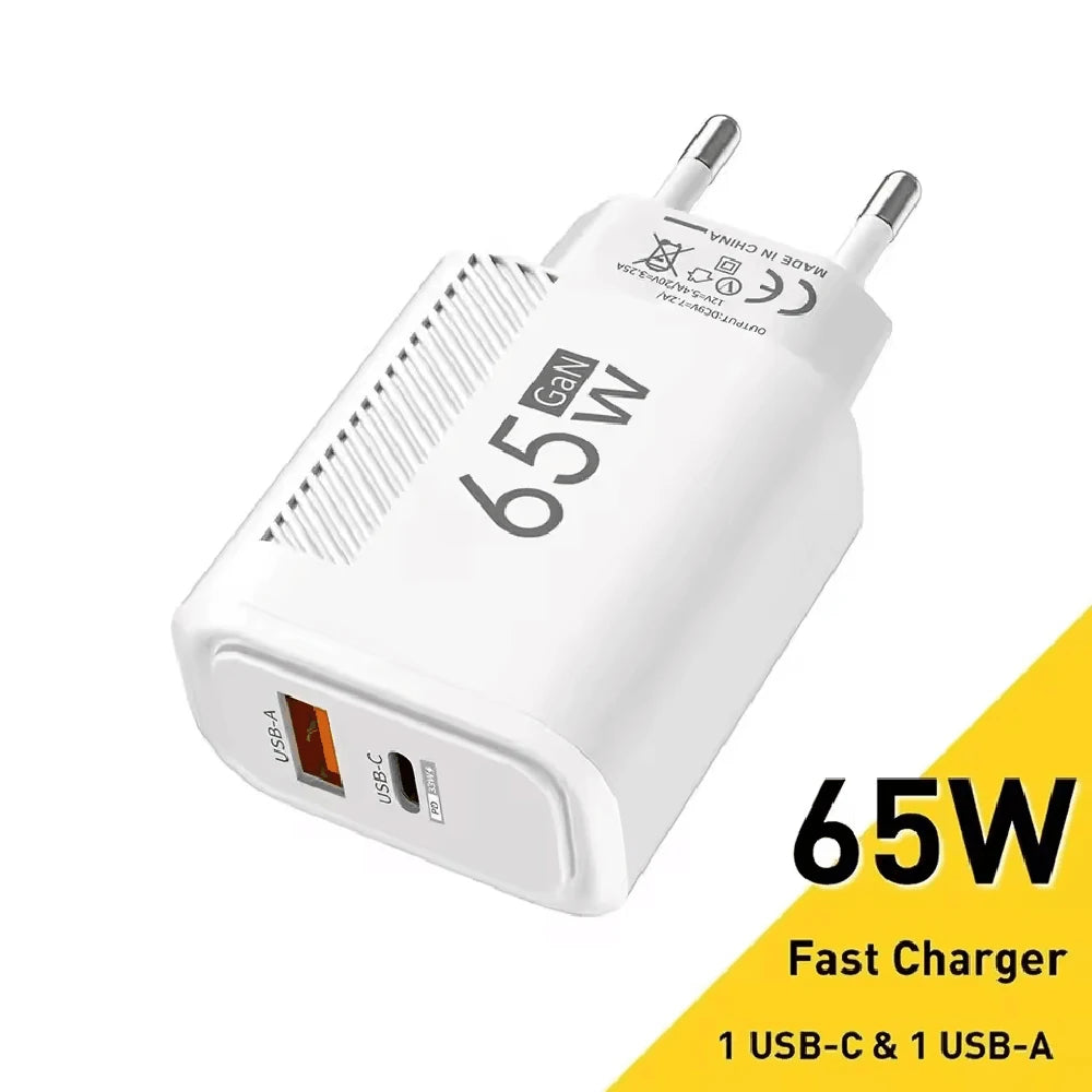 Ładowarka 65W USB-C PD Fast Charging - Szybka iPhone Samsung Xiaomi EU/US