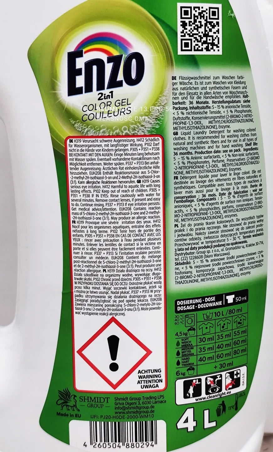 Deluxe Enzo Washing Gel Color + Universal 2 in 1 2x4L