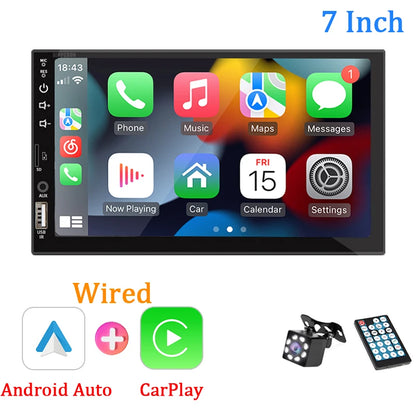 Radio 7 Carplay Android Auto - 1 Din Multimedia Player HD Touch Screen FM Bluetooth MirrorLink