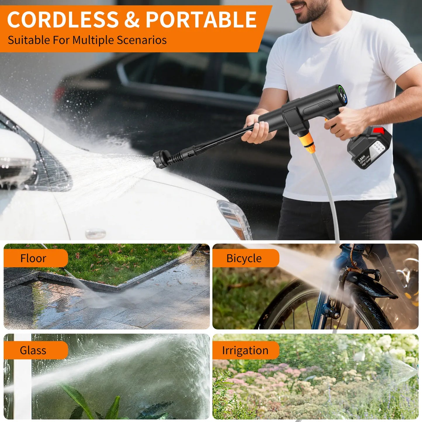 Myjka Ciśnieniowa Bezszczotkowa 50Bar - Akumulatorowa do Mycia Samochodu 18-21V