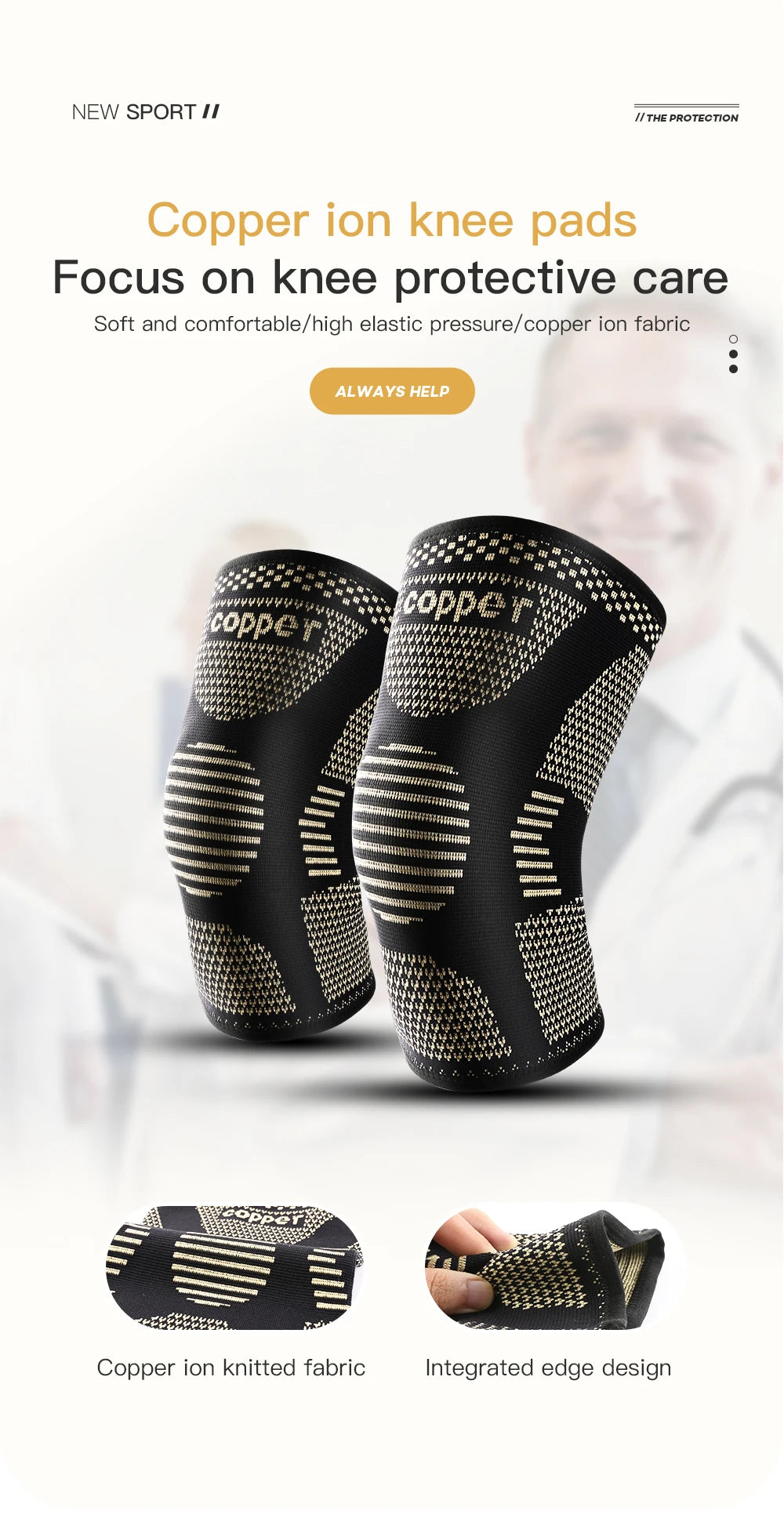 Opaska na Kolano z Miedzią - Stabilizator Kolana Kompresyjny na Ból Stawów i Artretyzm