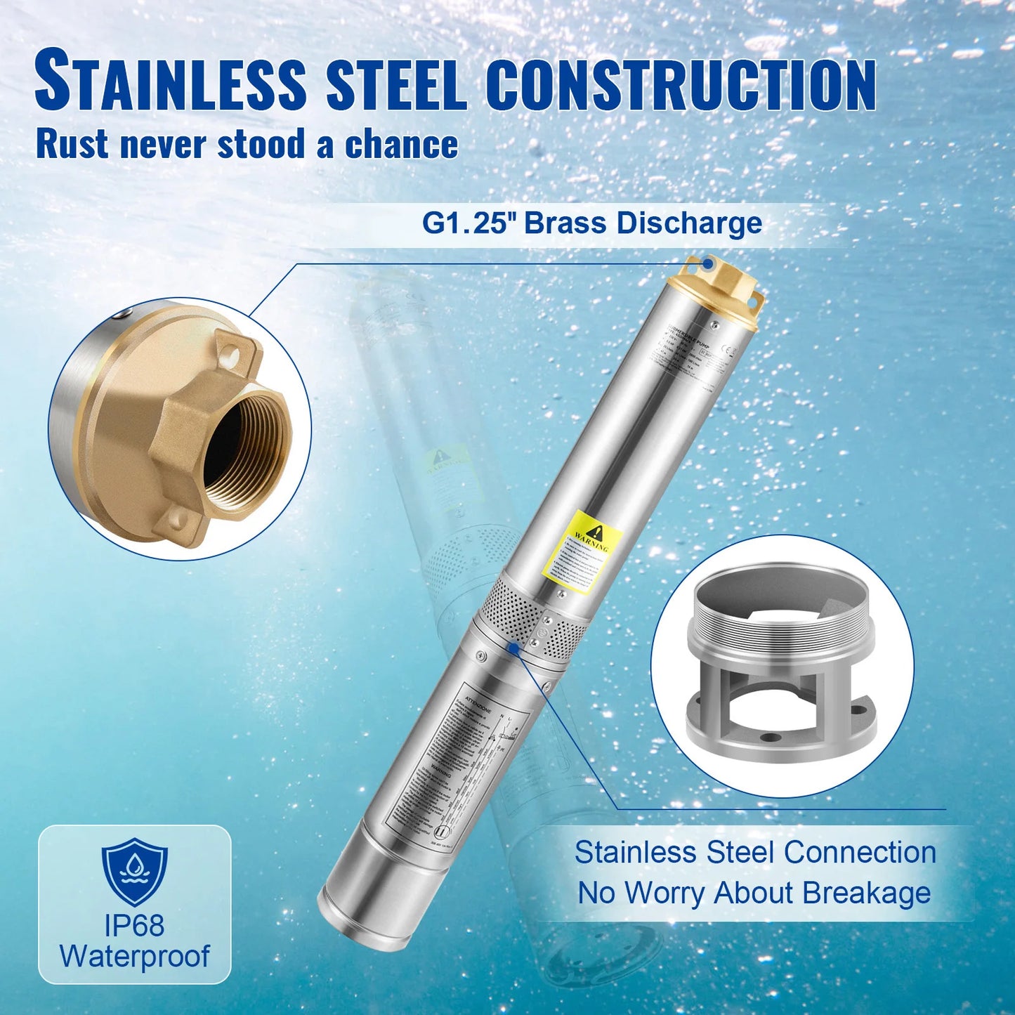 Pompa Głębinowa SucceBuy 370W/550W/750W/1100W - Stal Nierdzewna Deep Well Submersible