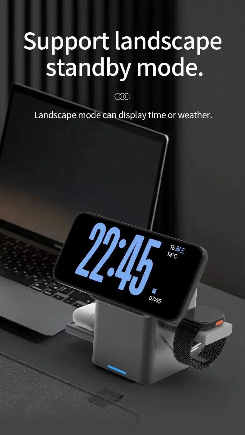 Ładowarka Bezprzewodowa 3w1 Magnetyczna - iPhone 16/15/14/13 iWatch AirPods