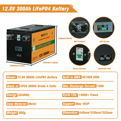 Bateria LiFePO4 12V/24V/48V 100Ah/200Ah/300Ah - Litowa z BMS 6000+ Cykli