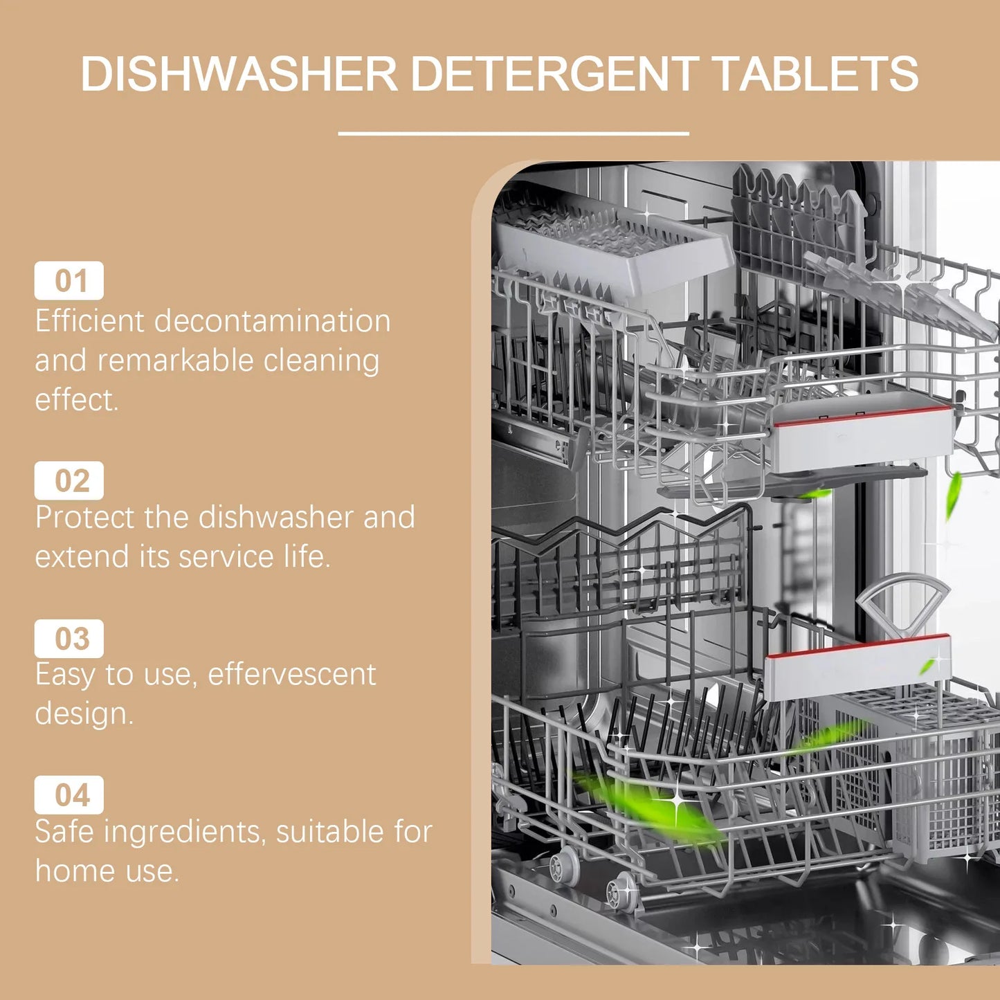 6PCS Dishwasher Cleaning Tablets - Deep Clean & Deodorize - Remove Grease & Limescale - Safe for All Dishwasher Brands