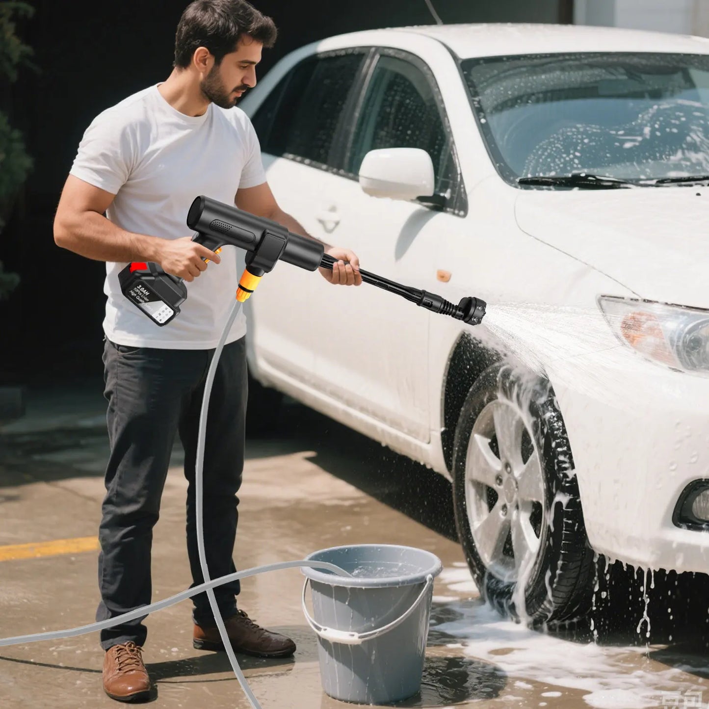 Myjka Ciśnieniowa Bezszczotkowa 50Bar - Akumulatorowa do Mycia Samochodu 18-21V