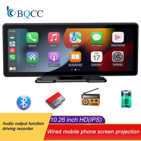 Ekran BQCC 10.26 Carplay - Portable Wireless Screen HD Rear Camera Car Radio DVR MP5 Android Auto