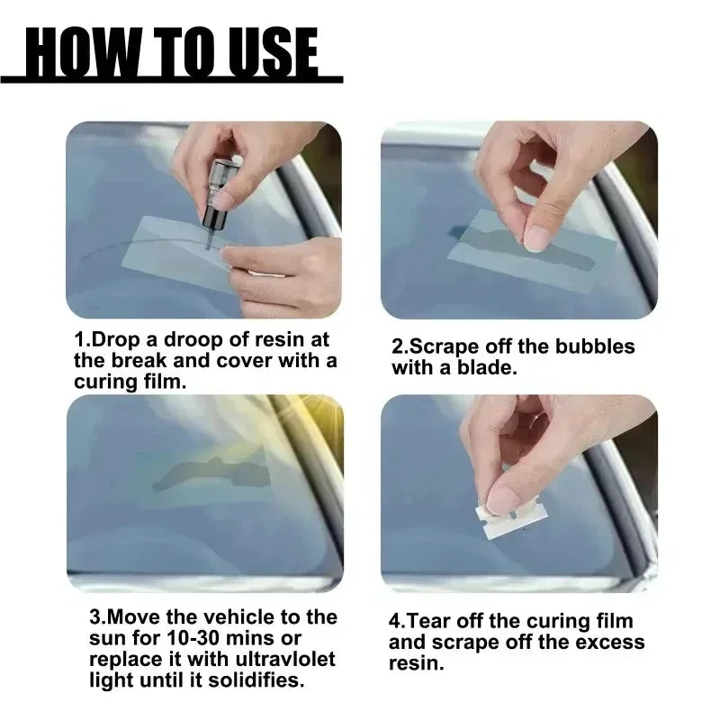 Zestaw Naprawy Szyby Samochodowej - Usuwanie Rys Pęknięć Car Windshield Repair Kit