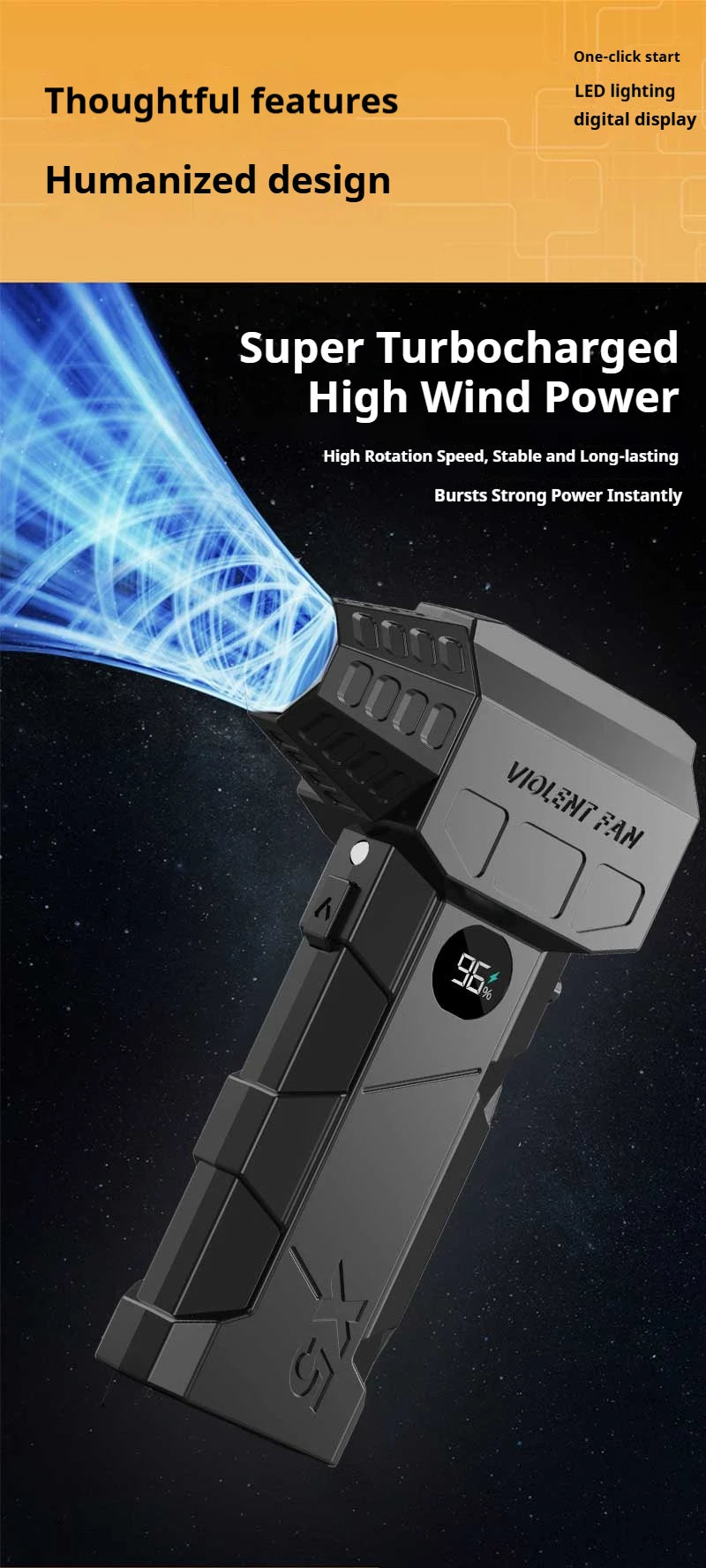 Dmuchawa 990000RPM Turbo - Powerful Air Blower Brushless Motor 198km/h Display Vacuum Kit