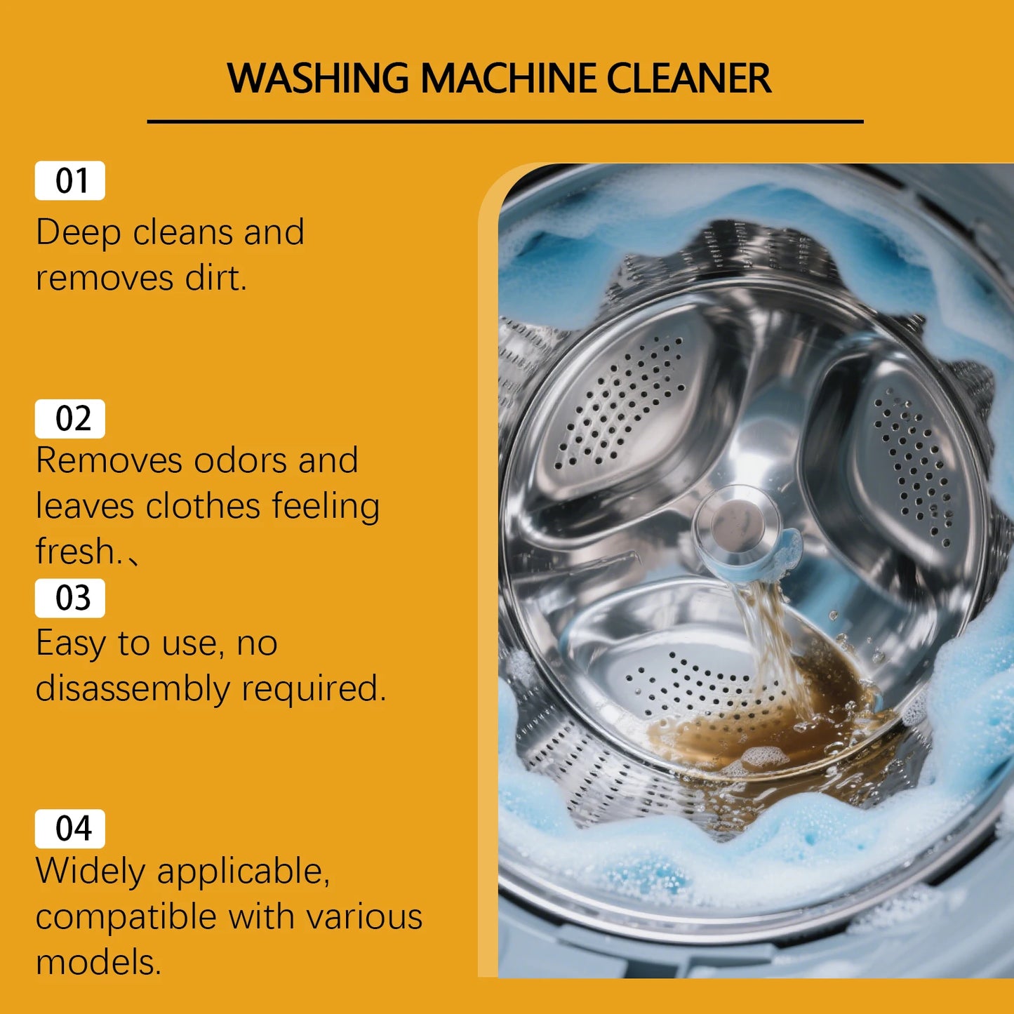Powerful Washing Machine Cleaner Tablets - Deep Cleans, Removes Tough Stains & Limescale, Eliminates Odor & Mold