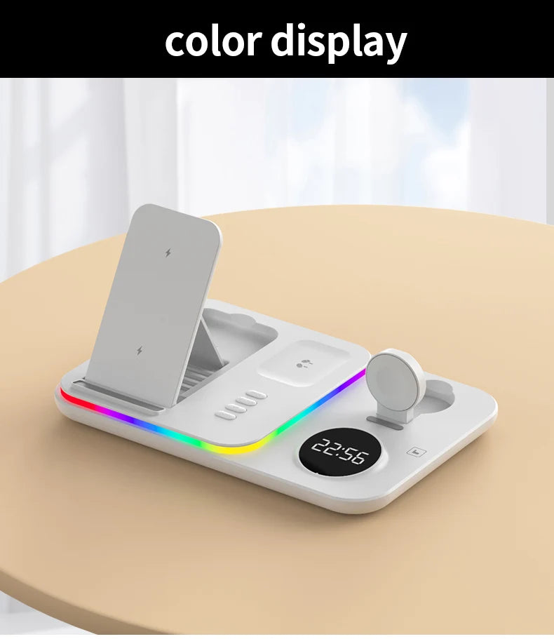 Ładowarka Bezprzewodowa 5w1 RGB - iPhone 17/16/15 Samsung Apple Watch