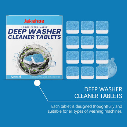 12pcs Washing Machine Cleaner Tablets, Deep Clean & Deodorize for Front/Top Load Washers, Removes Limescale & Residue
