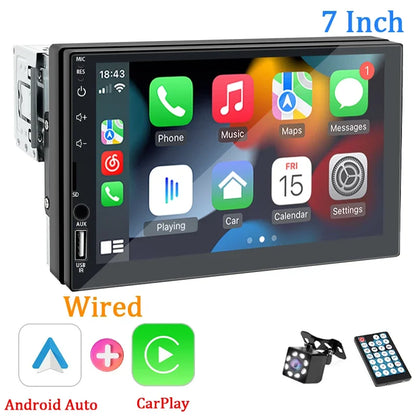 Radio Samochodowe 1 Din Carplay Android Auto - 7'' Touch Screen FM Bluetooth MirrorLink