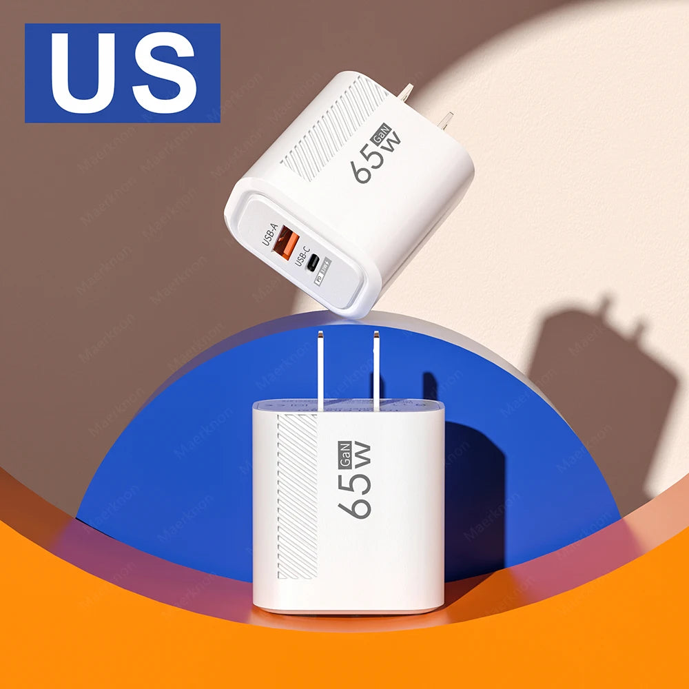 Ładowarka 65W USB-C PD Fast Charging - Szybka iPhone Samsung Xiaomi EU/US