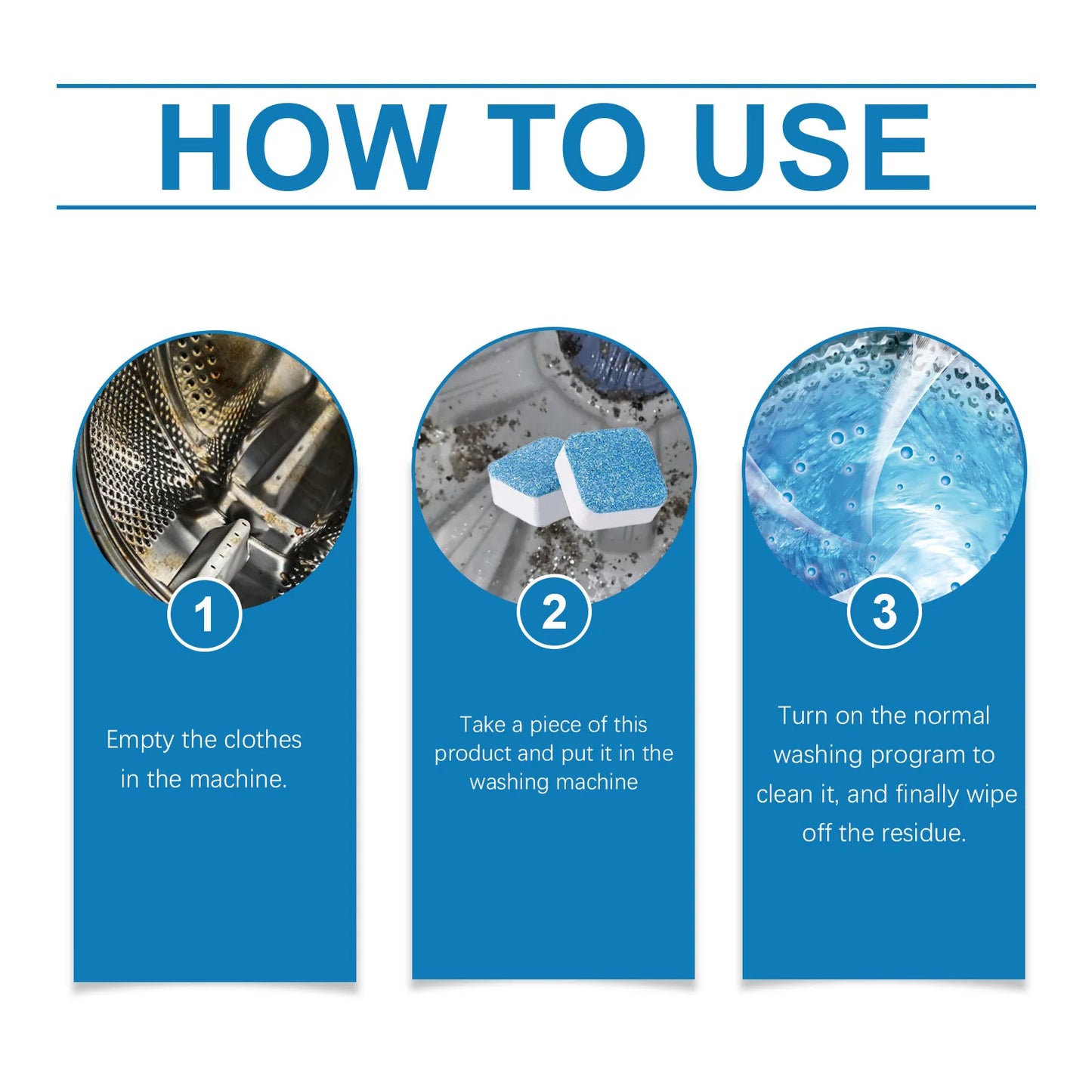 12pcs Washing Machine Cleaner Tablets, Deep Clean & Deodorize for Front/Top Load Washers, Removes Limescale & Residue