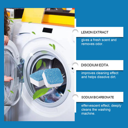 12pcs Washing Machine Cleaner Tablets, Deep Clean & Deodorize for Front/Top Load Washers, Removes Limescale & Residue
