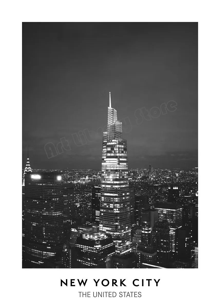 Minimalistyczny Plakat Czarno-Biały Miasta Nowy Jork Paryż Rzym - Obraz na Płótnie Dekoracja Ścienna