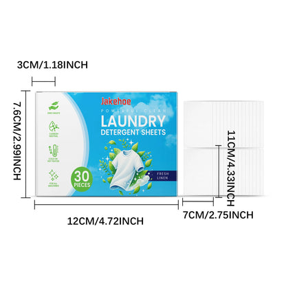 30PCS Laundry Detergent Sheets - Remove Stubborn Stains & Odors - Dissolve Completely - Safe for All Fabrics Including Delicates