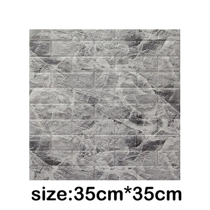 Panele Ścienne 3D Cegła 35x30cm - 12szt Samoprzylepna Tapeta Retro Pianka