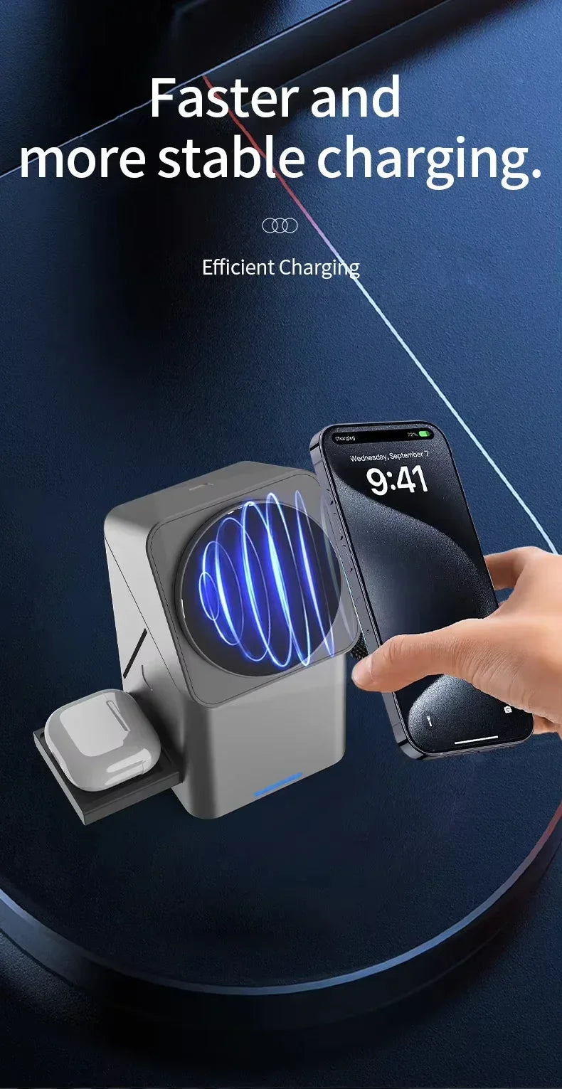 Ładowarka Bezprzewodowa 3w1 Magnetyczna - iPhone 16/15/14/13 iWatch AirPods