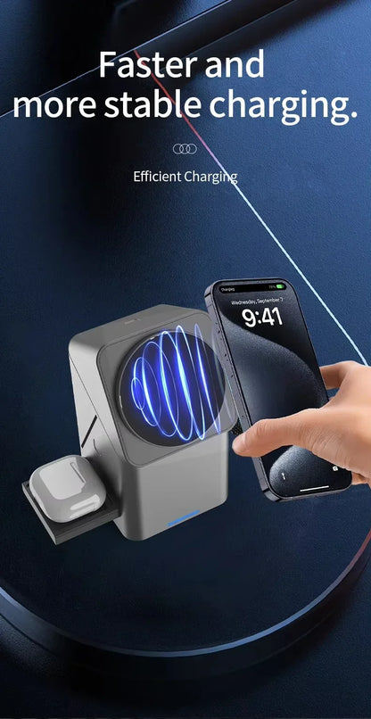 Ładowarka Bezprzewodowa 3w1 Magnetyczna - iPhone 16/15/14/13 iWatch AirPods