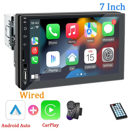 Radio Samochodowe 1 Din Carplay Android Auto - 7'' Touch Screen FM Bluetooth MirrorLink