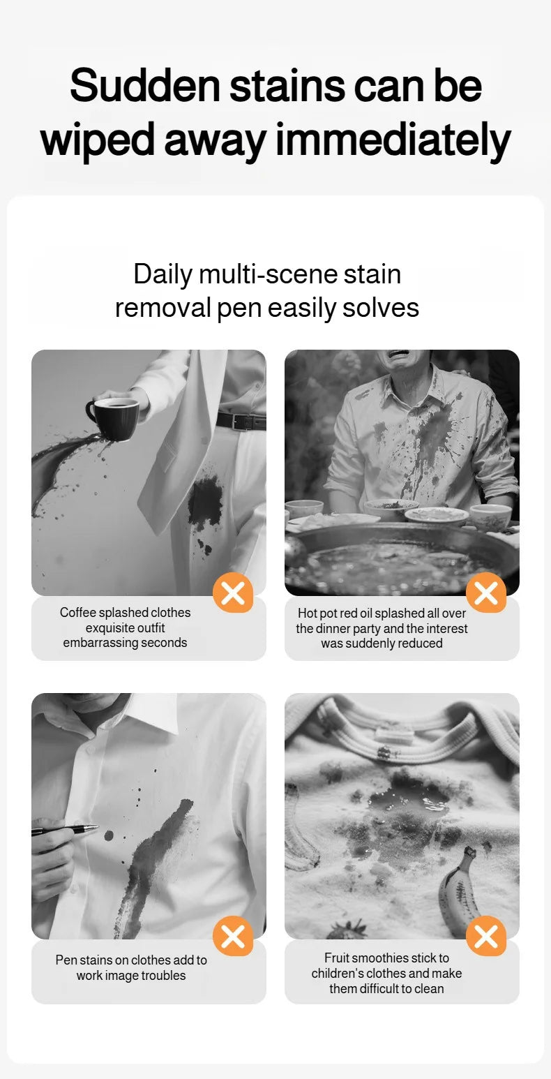 Portable stain remover Stain remover Food stains Daily use Instant stain removal nonwashable and nonmarking laundry detergent