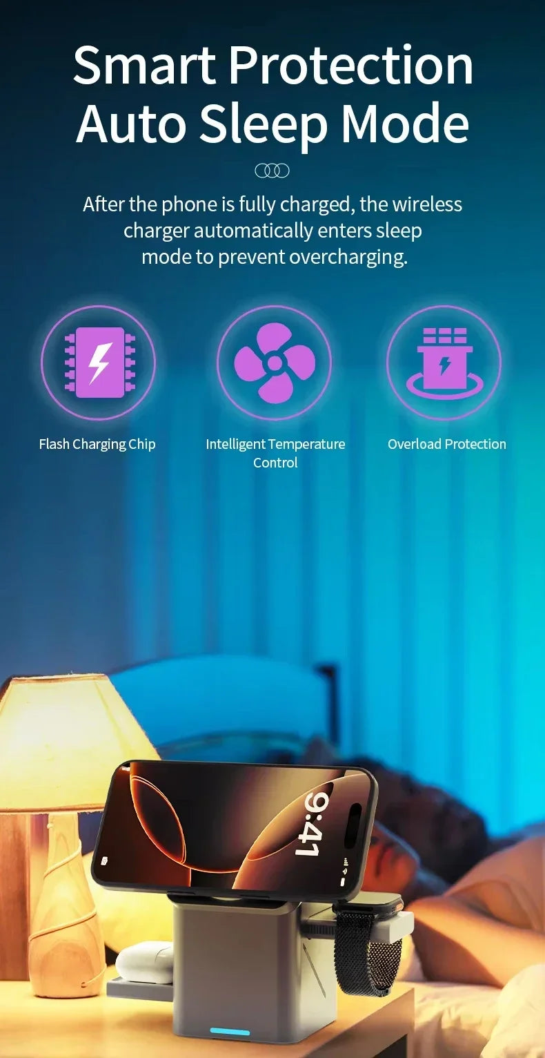 Ładowarka Bezprzewodowa 3w1 Magnetyczna - iPhone 16/15/14/13 iWatch AirPods