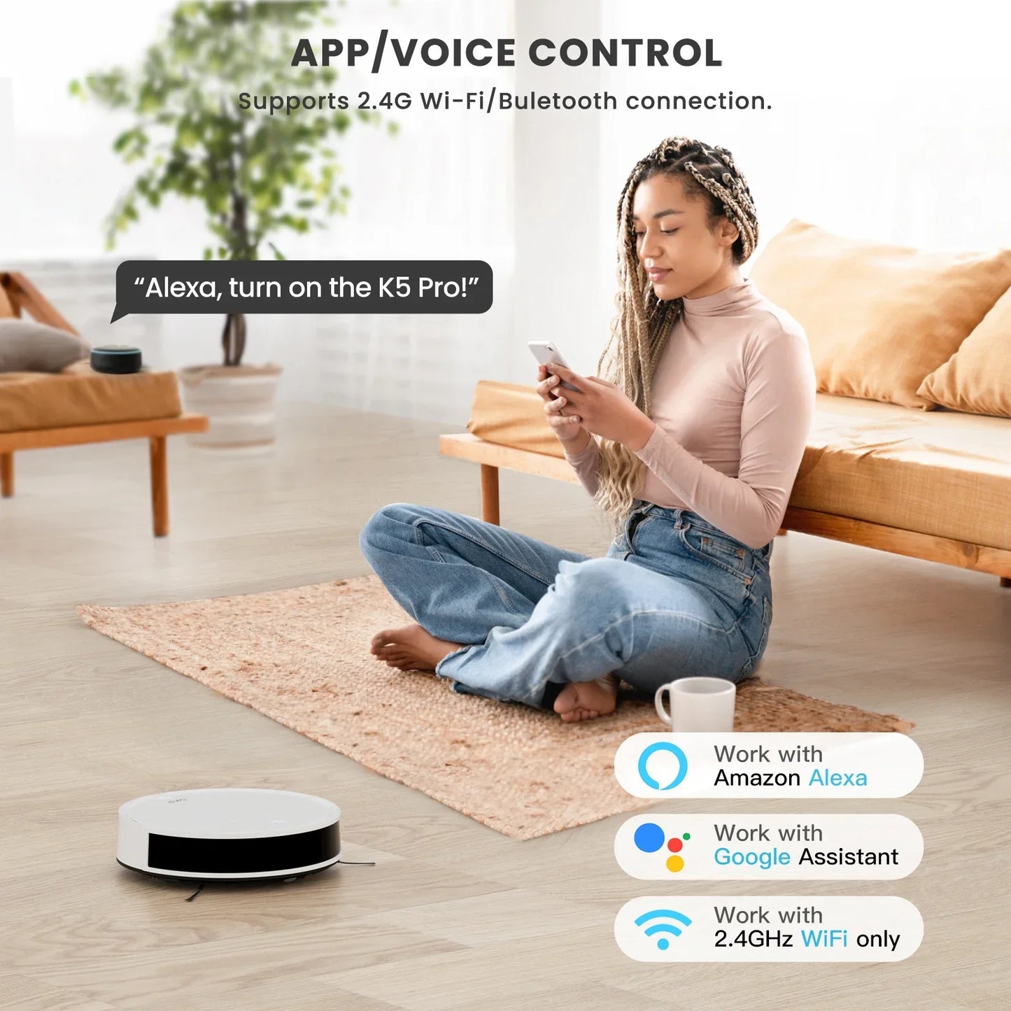 Robot Odkurzający OKP K5P 500Pa WiFi - Samoładujący