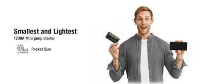 YESPER Rozrusznik Samochodowy 1200A - Mini Przenośny Booster do Uruchamiania Auta