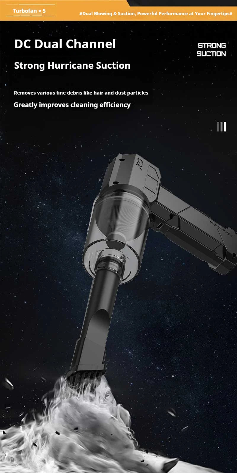 Dmuchawa 990000RPM Turbo - Powerful Air Blower Brushless Motor 198km/h Display Vacuum Kit