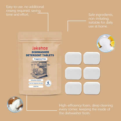 6PCS Dishwasher Cleaning Tablets - Deep Clean & Deodorize - Remove Grease & Limescale - Safe for All Dishwasher Brands