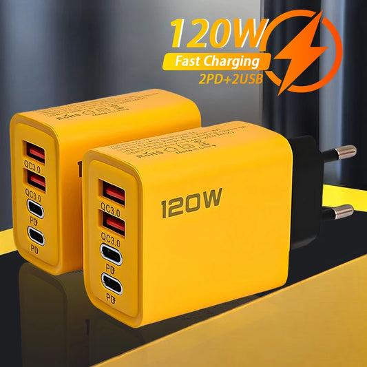 Ładowarka 120W 4 Porty USB Type-C PD QC3.0 - Szybka iPhone Samsung Xiaomi