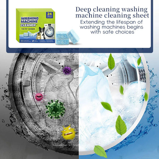 Washing Machine Cleaner Tablets 24 Tablets Active Cleaner Powerful Washer Descaler For Laundry Top Front Loader Washing Machine